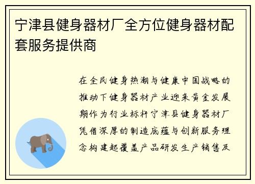 宁津县健身器材厂全方位健身器材配套服务提供商
